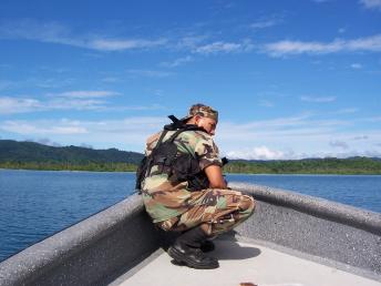Soldier on Boat